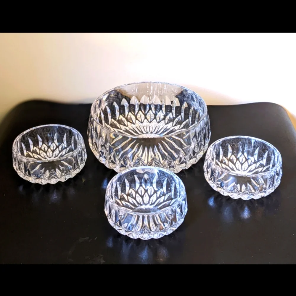 4PC Gorham West Germany Nachtmann ALTHEA Lead Crystal Bowl Set